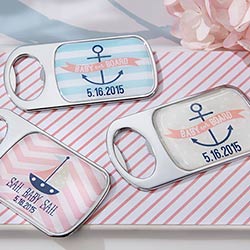 Personalized Silver Bottle Opener - Nautical Baby Shower 