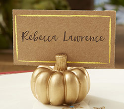 Gold Pumpkin Place Card Holder (Set of 6)
