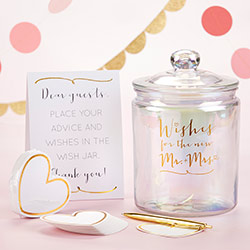 Iridescent Wedding Wish Jar with 100 Heart Shaped Cards