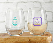 Personalized 15 oz. Stemless Wine Glass - Monogram