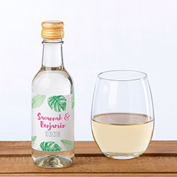 Personalized Mini Wine Bottle Labels - Pineapples & Palms